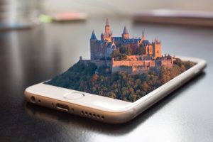 Chateau qui sort en 3D d'un telephone